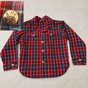 Vintage 50s 60s Billy the Kid Western Snap Red Plaid Shirt Kids Youth Boys 7